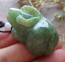 Load image into Gallery viewer, Certified Natural Jadeite Emerald A*Jade HandCarved Ox Cow Pendant 风水牛 HL8027 with Gift Box