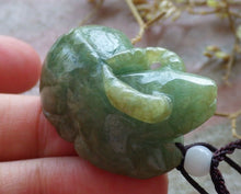 Load image into Gallery viewer, Certified Natural Jadeite Emerald A*Jade HandCarved Ox Cow Pendant 风水牛 HL8027 with Gift Box