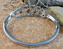 Load image into Gallery viewer, 10% OFF- Sparkling! Vintage 6.85 ctw Lab Garnet Hinged Bangle Hinged Bracelet 18k White Gold Plated