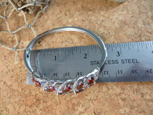 Load image into Gallery viewer, 10% OFF- Sparkling! Vintage 6.85 ctw Lab Garnet Hinged Bangle Hinged Bracelet 18k White Gold Plated