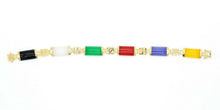 Load image into Gallery viewer, 10% OFF- 190mm/7.5in Certified Natural Multi-Color Ice Jadeite Emerald Jade Gems Gold Plated Fortune Lucky Link Clasp Bracelet