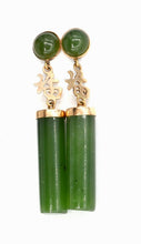 Load image into Gallery viewer, Certified Natural Jadeite Emerald A Jade Pair of Lucky Jade Earrings with Gift Box