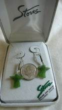 Load image into Gallery viewer, 10% OFF- Certified Storrs Genuine Natural Emerald A*Jade Handcarved A Pair of Lucky Jade Earrings