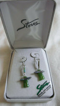 Load image into Gallery viewer, 10% OFF- Certified Storrs Genuine Natural Emerald A*Jade Handcarved A Pair of Lucky Jade Earrings