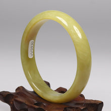 Load image into Gallery viewer, 10% OFF- 57/58/59mm Certified Natural Yellow Gold Jadeite Emerald A*Jade HandCarved Bracelet Bangle VV5930