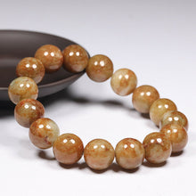 Load image into Gallery viewer, 10% OFF- 54-63mm Certified Natural Yellow Gold Jadeite Emerald A*Jade Lucky Stretchy Bracelet《Grade A》L8286