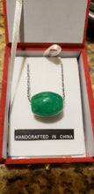 Load image into Gallery viewer, 10% OFF- Certified Natural Jadeite Emerald A Jade Handcrafted Bead Pendant-Silver Necklace
