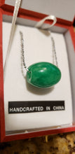 Load image into Gallery viewer, 10% OFF- Certified Natural Jadeite Emerald A Jade Handcrafted Bead Pendant-Silver Necklace