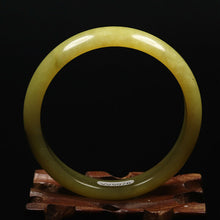 Load image into Gallery viewer, 10% OFF- 57/58/59mm Certified Natural Yellow Gold Jadeite Emerald A*Jade HandCarved Bracelet Bangle VV5976