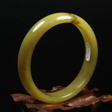Load image into Gallery viewer, 10% OFF- 57/58/59mm Certified Natural Yellow Gold Jadeite Emerald A*Jade HandCarved Bracelet Bangle VV5976