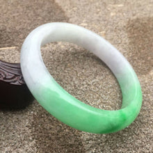 Load image into Gallery viewer, 55-57mm Certified Natural White Green Jadeite Emerald A Jade HandCarved Bracelet Bangle GX3211 with Gift Box