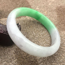 Load image into Gallery viewer, 55-57mm Certified Natural White Green Jadeite Emerald A Jade HandCarved Bracelet Bangle GX3211 with Gift Box