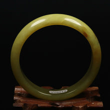 Load image into Gallery viewer, 10% OFF- 57/58/59mm Certified Natural Yellow Gold Jadeite Emerald A*Jade HandCarved Bracelet Bangle VV6013