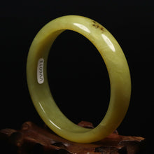 Load image into Gallery viewer, 10% OFF- 57/58/59mm Certified Natural Yellow Gold Jadeite Emerald A*Jade HandCarved Bracelet Bangle VV6013