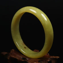 Load image into Gallery viewer, 10% OFF- 57/58/59mm Certified Natural Yellow Gold Jadeite Emerald A*Jade HandCarved Bracelet Bangle VV6013