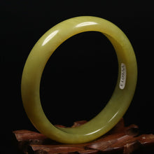 Load image into Gallery viewer, 10% OFF- 57/58/59mm Certified Natural Yellow Gold Jadeite Emerald A*Jade HandCarved Bracelet Bangle VV6013