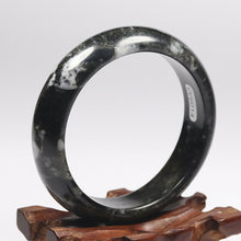Load image into Gallery viewer, 10% OFF- 56/57/58mm Certified Natural Black Green Emerald Xiu A*Jade HandCarved Bracelet Bangle VV6014