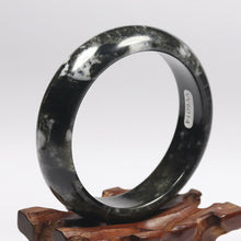 Load image into Gallery viewer, 10% OFF- 56/57/58mm Certified Natural Black Green Emerald Xiu A*Jade HandCarved Bracelet Bangle VV6014