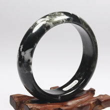 Load image into Gallery viewer, 10% OFF- 56/57/58mm Certified Natural Black Green Emerald Xiu A*Jade HandCarved Bracelet Bangle VV6014