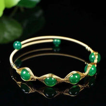 Load image into Gallery viewer, 10% OFF- Certified Natural Ice Jadeite Emerald A*Jade Beads Alluvial Gold GP Jewelry Charm Adjustable Bracelet Bangle