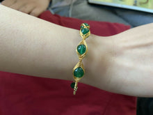 Load image into Gallery viewer, 10% OFF- Certified Natural Ice Jadeite Emerald A*Jade Beads Alluvial Gold GP Jewelry Charm Adjustable Bracelet Bangle