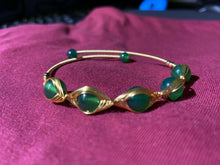 Load image into Gallery viewer, 10% OFF- Certified Natural Ice Jadeite Emerald A*Jade Beads Alluvial Gold GP Jewelry Charm Adjustable Bracelet Bangle