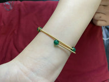 Load image into Gallery viewer, 10% OFF- Certified Natural Ice Jadeite Emerald A*Jade Beads Alluvial Gold GP Jewelry Charm Adjustable Bracelet Bangle