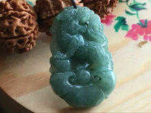 Load image into Gallery viewer, 10% OFF- Certified Natural Ice Jadeite Emerald A*Jade HandCarved Lucky Tiger Jade Pendant X0557
