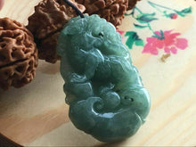 Load image into Gallery viewer, 10% OFF- Certified Natural Ice Jadeite Emerald A*Jade HandCarved Lucky Tiger Jade Pendant X0557