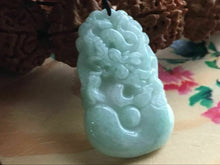 Load image into Gallery viewer, 10% OFF- Certified Natural Ice Jadeite Emerald A*Jade HandCarved Lucky Dragon Pendant X1666