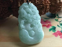 Load image into Gallery viewer, 10% OFF- Certified Natural Ice Jadeite Emerald A*Jade HandCarved Lucky Dragon Pendant X1666