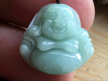 Load image into Gallery viewer, 10% OFF- Certified Natural Ice Jadeite Emerald A*Jade HandCarved Blessing Happy Buddha Pendant F0736