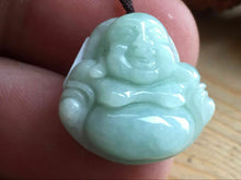 Load image into Gallery viewer, 10% OFF- Certified Natural Ice Jadeite Emerald A*Jade HandCarved Blessing Happy Buddha Pendant F0736