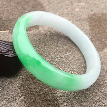 Load image into Gallery viewer, 57-59mm Certified Natural White Green Jadeite Emerald A Jade HandCarved Bracelet Bangle GX3218 with Gift Box