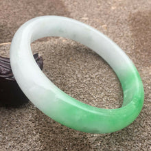 Load image into Gallery viewer, 57-59mm Certified Natural White Green Jadeite Emerald A Jade HandCarved Bracelet Bangle GX3218 with Gift Box