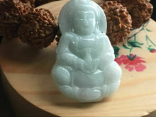 Load image into Gallery viewer, 10% OFF- Certified Natural Ice Jadeite Emerald A*Jade HandCarved Blessing Guanyin Pendant W0169