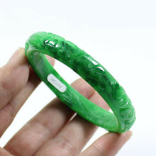 Load image into Gallery viewer, 10% OFF- 61/62/63mm Certified Natural Jadeite Emerald A*Jade Handcarved Lucky Jade Coin Bangle FP1487