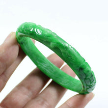 Load image into Gallery viewer, 10% OFF- 61/62/63mm Certified Natural Jadeite Emerald A*Jade Handcarved Lucky Jade Coin Bangle FP1487