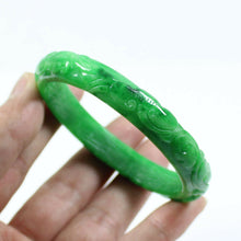 Load image into Gallery viewer, 10% OFF- 61/62/63mm Certified Natural Jadeite Emerald A*Jade Handcarved Lucky Jade Coin Bangle FP1487