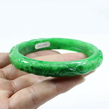 Load image into Gallery viewer, 10% OFF- 61/62/63mm Certified Natural Jadeite Emerald A*Jade Handcarved Lucky Jade Coin Bangle FP1487