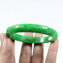Load image into Gallery viewer, 10% OFF- 61/62/63mm Certified Natural Jadeite Emerald A*Jade Handcarved Lucky Jade Coin Bangle FP1487