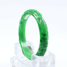 Load image into Gallery viewer, 10% OFF- 61/62/63mm Certified Natural Jadeite Emerald A*Jade Handcarved Lucky Jade Coin Bangle FP1487