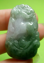 Load image into Gallery viewer, 10% OFF- Certified Natural Ice Jadeite Emerald A*Jade HandCarved Lucky Sheep YuanBao Pendant A2060