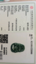 Load image into Gallery viewer, 10% OFF- Certified Natural Ice Oily Green Jadeite Emerald A*Jade HandCarved Lucky Dog YuanBao Pendant A2090