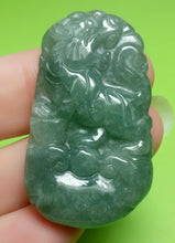 Load image into Gallery viewer, 10% OFF- Certified Natural Ice Oily Green Jadeite Emerald A*Jade HandCarved Lucky Tiger Ruyi Pendant A2091