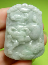 Load image into Gallery viewer, 10% OFF- Certified Natural Ice Jadeite Emerald A*Jade HandCarved Lucky Ox/Cow YuanBao Coin Pendant A6764