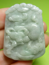 Load image into Gallery viewer, 10% OFF- Certified Natural Ice Jadeite Emerald A*Jade HandCarved Lucky Ox/Cow YuanBao Coin Pendant A6764