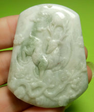 Load image into Gallery viewer, 10% OFF- Certified Natural Ice Jadeite Emerald A*Jade HandCarved Lucky Deer Plum Blossom Pendant A5208