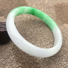 Load image into Gallery viewer, 57-59mm Certified Natural White Green Jadeite Emerald A Jade HandCarved Bracelet Bangle GX3229 with Gift Box
