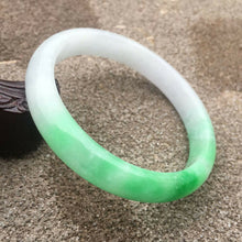Load image into Gallery viewer, 57-59mm Certified Natural White Green Jadeite Emerald A Jade HandCarved Bracelet Bangle GX3229 with Gift Box